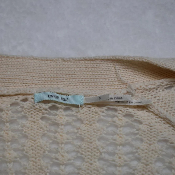 Urban Outfitters Crochet Cardigan Sz S Longline Neutral Boho Fairy Minimalist - Picture 8 of 13